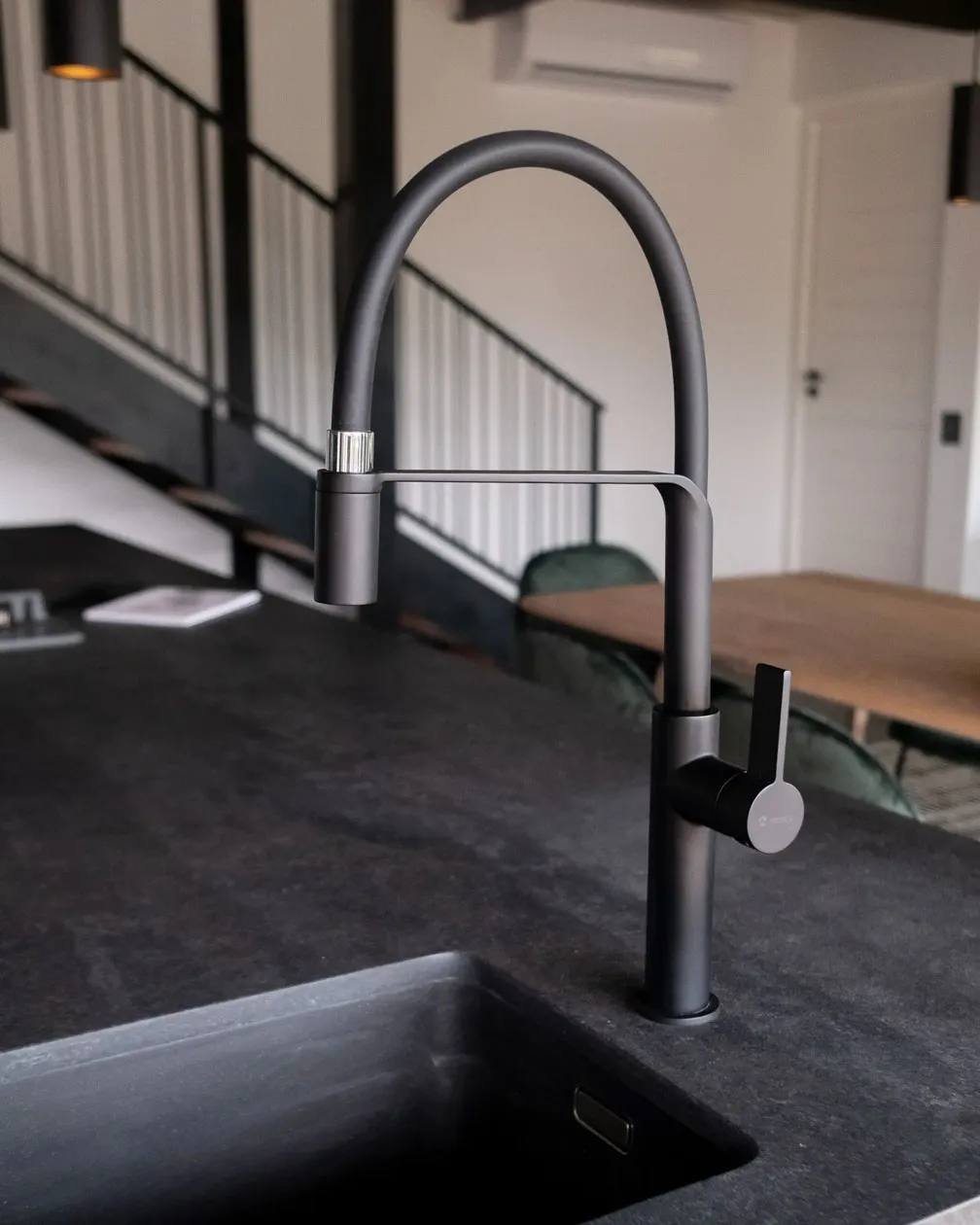 Luxury Volanta kitchen taps by Meissen for modern interior kitchen design.